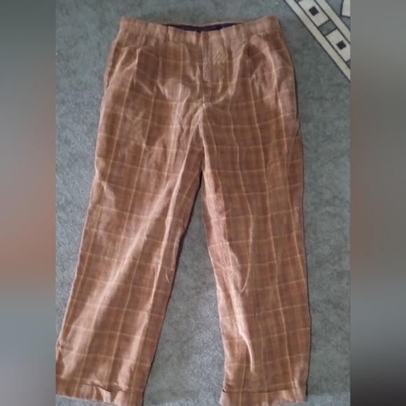 Classic Brown Plaid Corduroys for Men - Picture 1 of 6